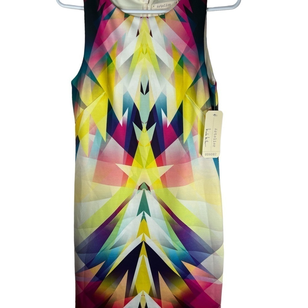 Nicolle Miller Artelier colorful Neopreno sleeveless stretch dress 2 - Picture 4 of 9